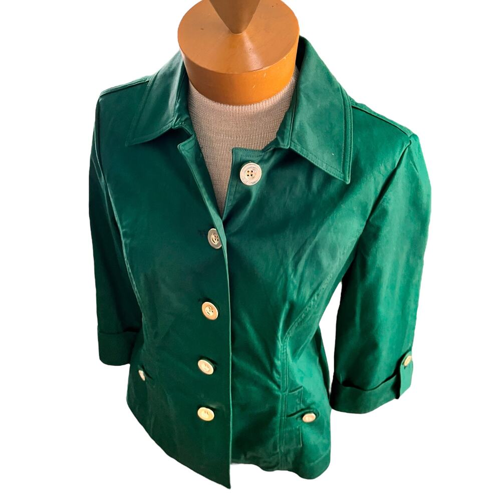 Vintage Size XS/S Womens Blazer Peplum Jacket Charter Club Holidays Green - Picture 5 of 12